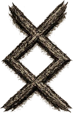 Ingwaz rune, carved in wood